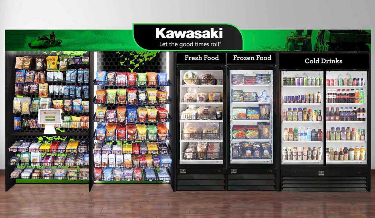 Custom Micro Market Fixtures and Convenience Store retail displays complete with adjustable product dividers and product pushers. These display systems load from the back to control your expiration dates.