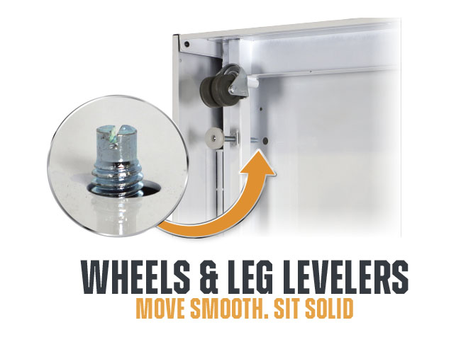 Wheels & Leg Levelers - Move Solid, Sit Solid