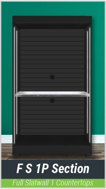Premier 2.0 - F S 1P Section - Full Slatwall 1 Countertop