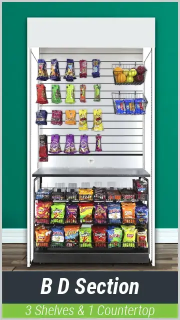 B D Section: 3 Shelves & 1 Countertop B D Section: 3 Shelves & 1 Countertop
