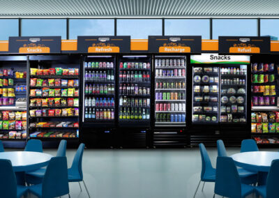 Magnetic header cooler and snack display for Amazon micro market, great for micro markets, vending machines, and AI coolers