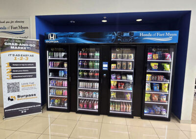 Magnetic header cooler display for Honda of Fort Myers showroom, great for micro markets, vending machines, and AI coolers