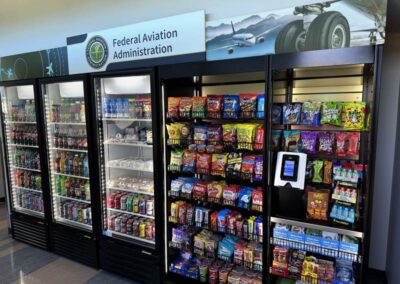 Magnetic header cooler and snack display for Federal Aviation Administration, great for micro markets, vending machines, and AI coolers
