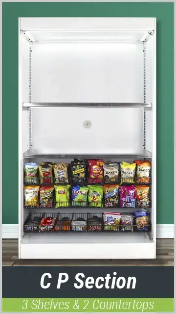 C P Section: 3 Shelves & 2 Countertops C P Section: 3 Shelves & 2 Countertops